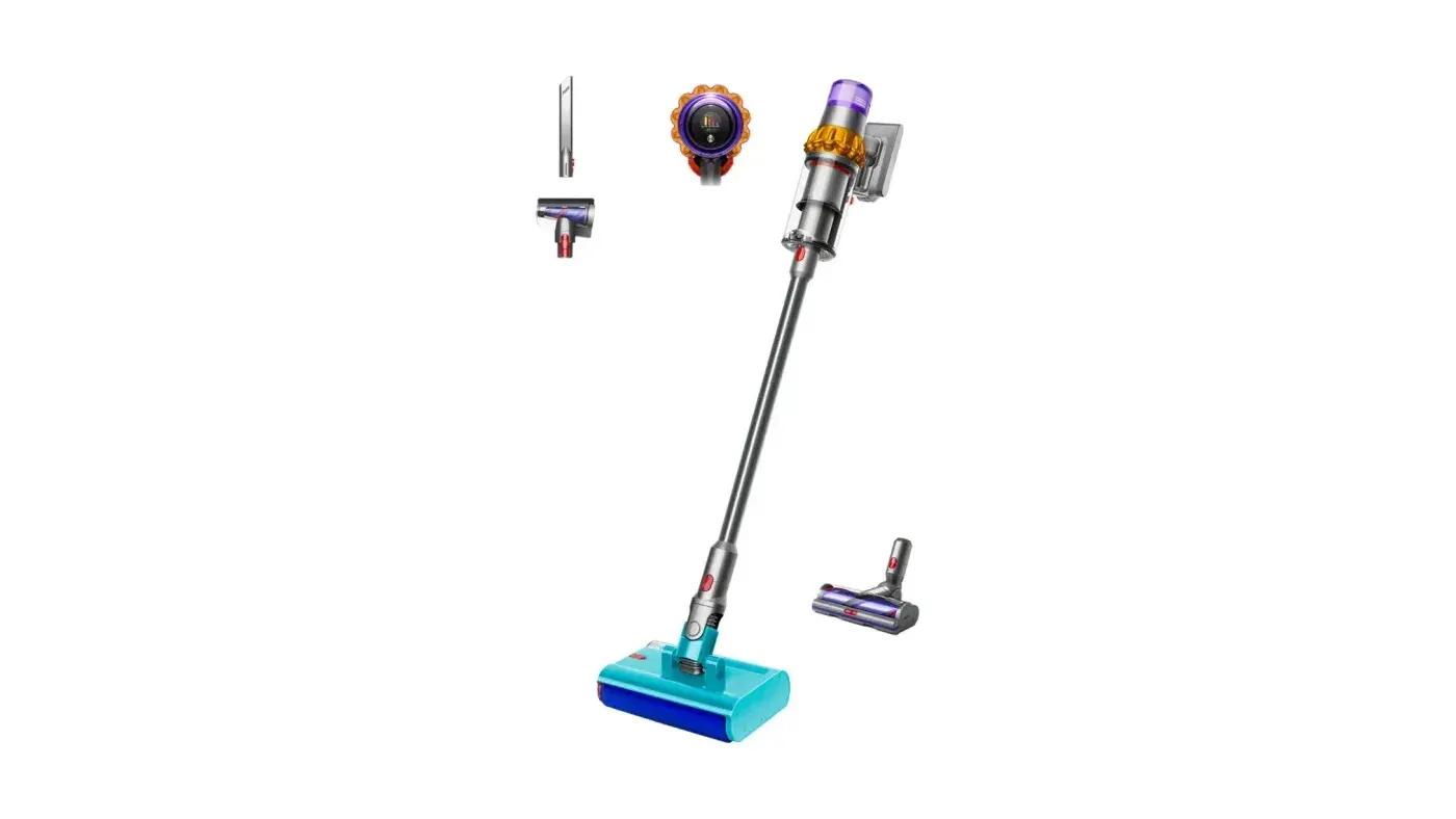Dyson V15 Detect med Fluffy Optic, Motorbar, Submarine-munstycke och detaljmunstycken, produktbild